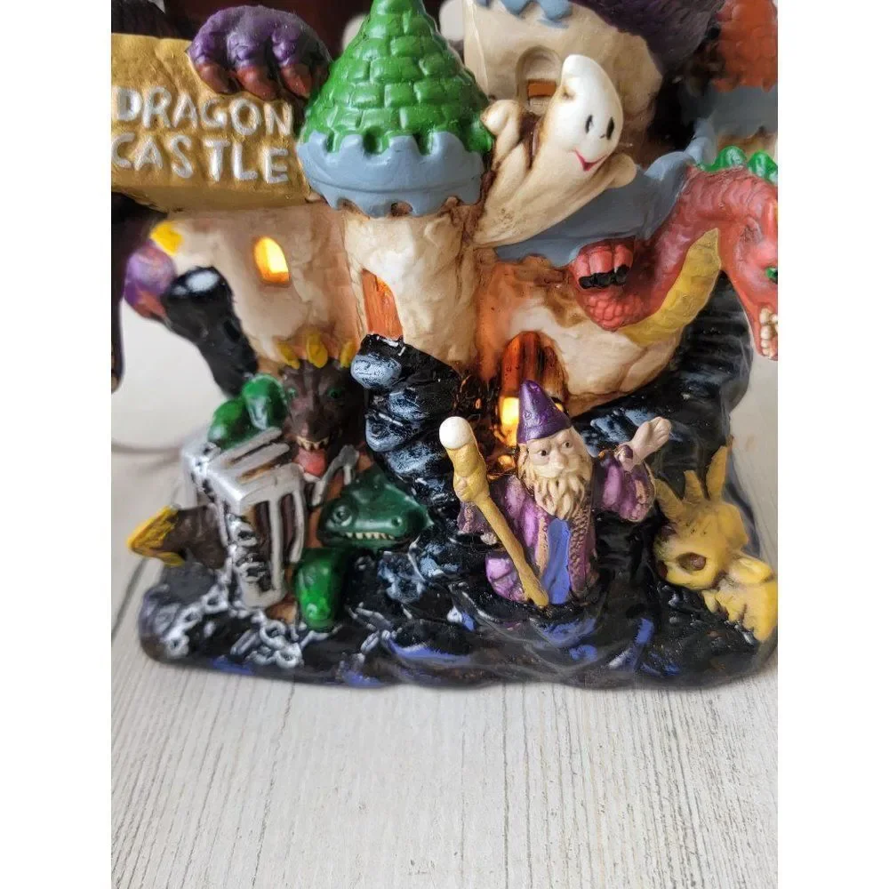 Vintage Dragon Castle ceramic wizard Halloween prop decor scary‎ skull